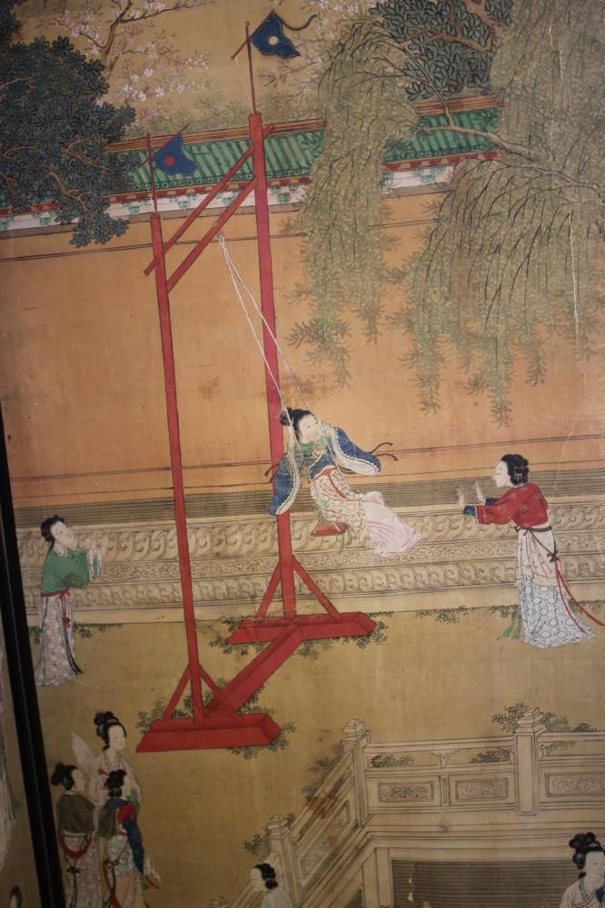 A CHINESE BLACK LACQUERED FOLDING ROOM SCREEN Image