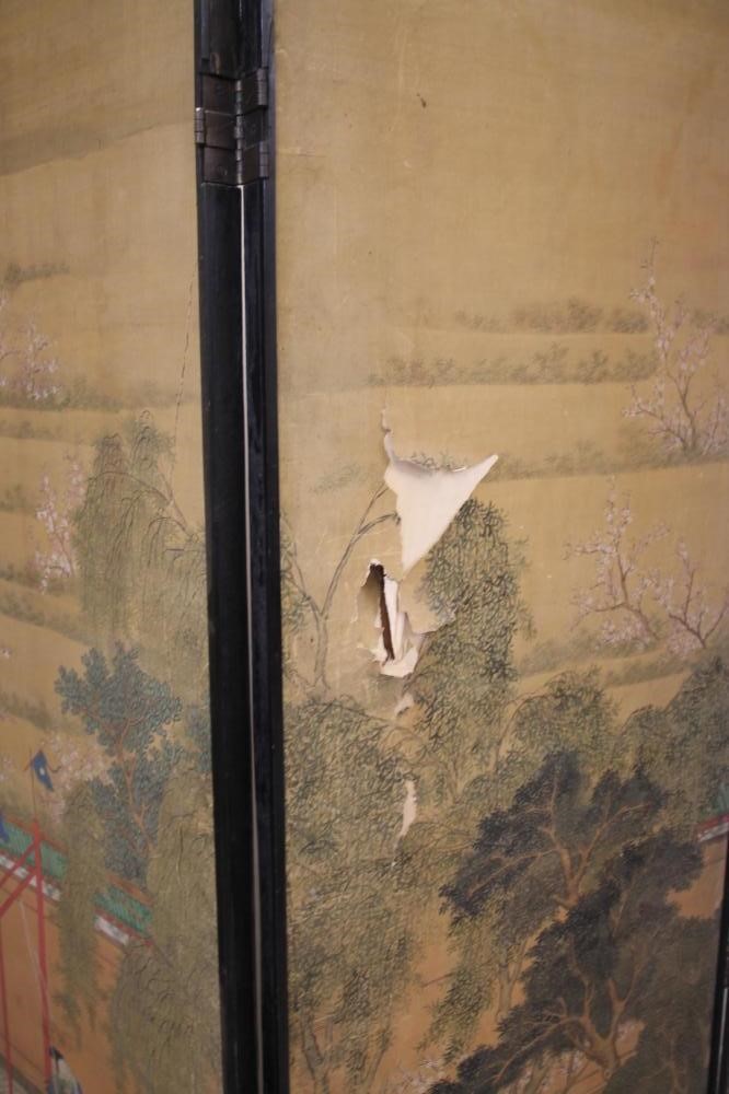 A CHINESE BLACK LACQUERED FOLDING ROOM SCREEN Image