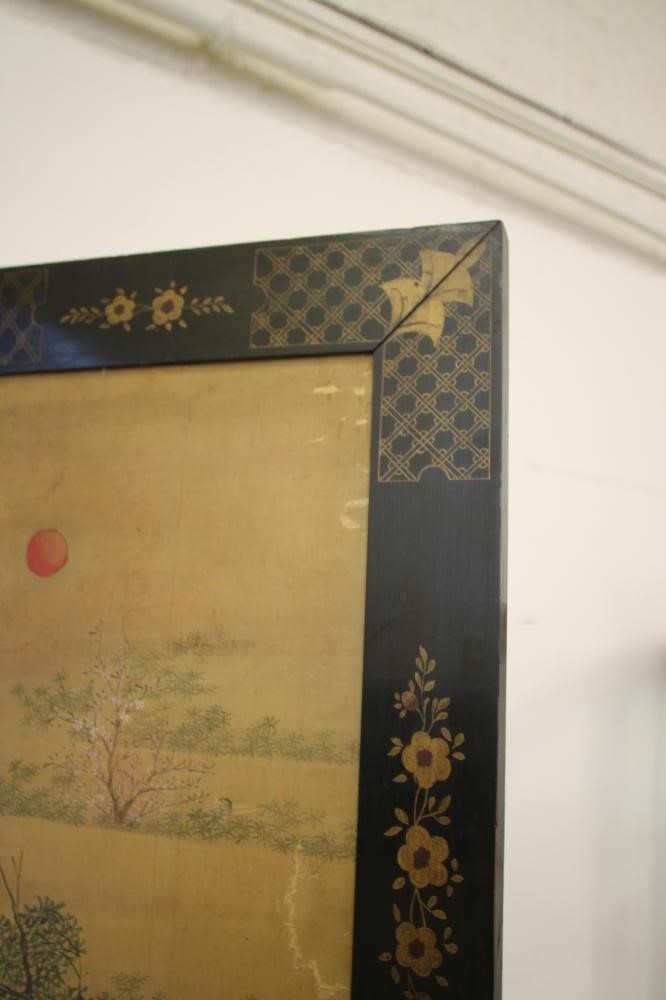 A CHINESE BLACK LACQUERED FOLDING ROOM SCREEN Image