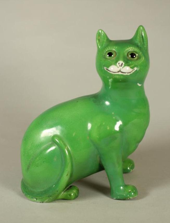 A FRENCH GALLE STYLE EARTHENWARE MODEL OF A CAT Image