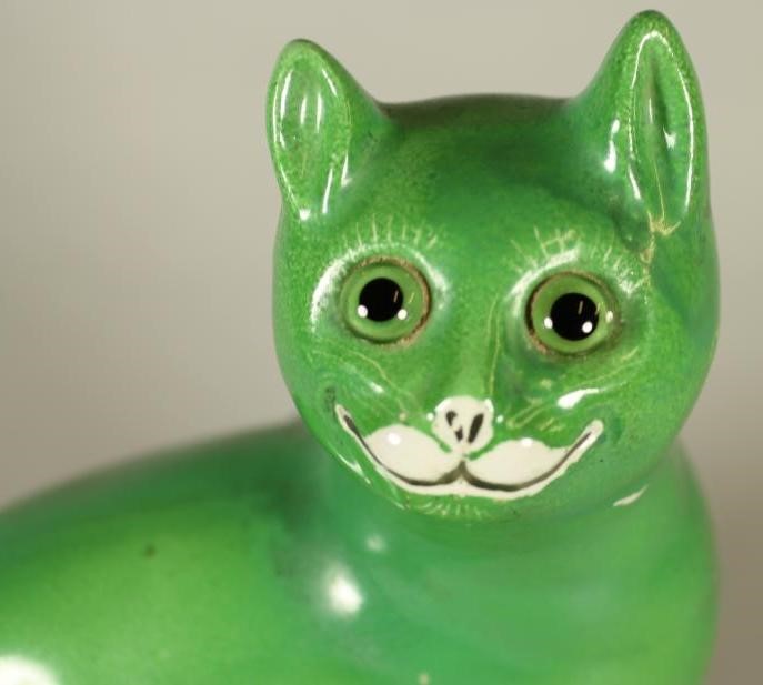 A FRENCH GALLE STYLE EARTHENWARE MODEL OF A CAT Image