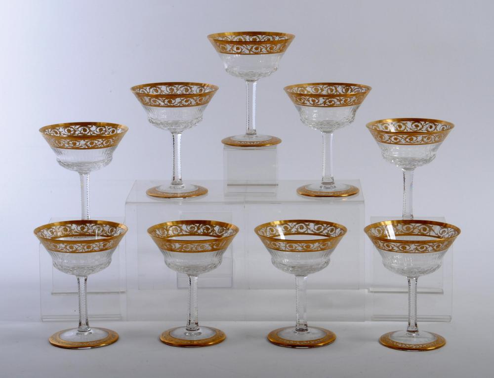 A SET OF TEN ST LOUIS CRISTAL CHAMPAGNE SAUCERS Image