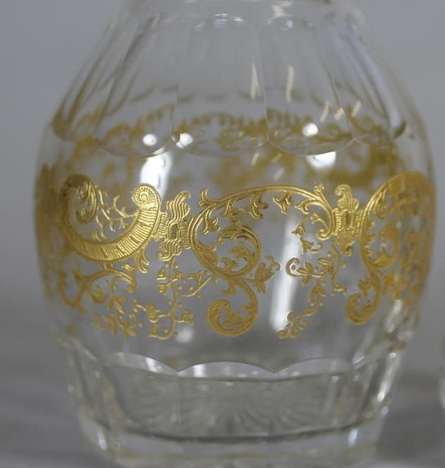 A ST LOUIS CRISTAL TRIPLE RING NECK DECANTER AND STOPPER Image