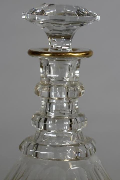 A ST LOUIS CRISTAL TRIPLE RING NECK DECANTER AND STOPPER Image