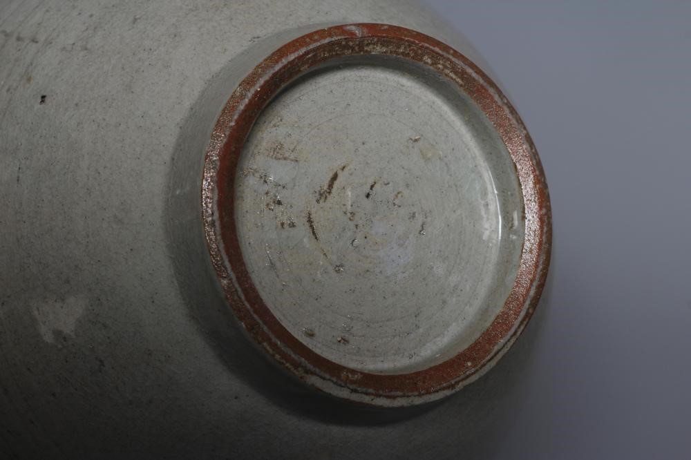 THREE CHINESE STONEWARE CELADON GLAZED BALUSTER VASES, unmarked, 10 1/2", 9" & 7 1/2" high (Est. Image
