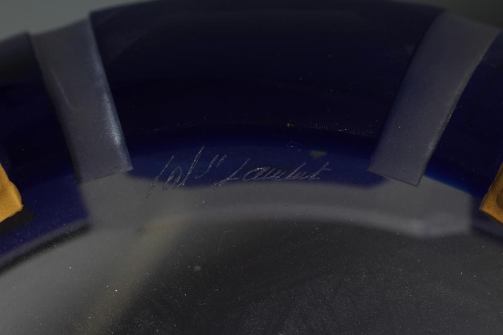 A VAL ST LAMBERT BLUE OVERLAY BOWL Image