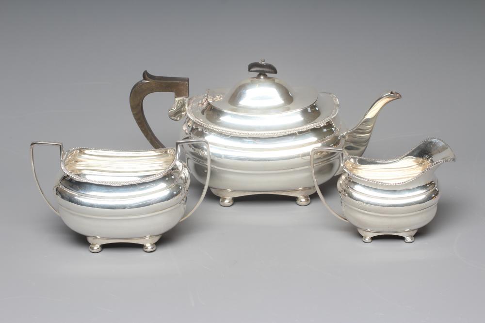A GEORGE V SILVER THREE PIECE TEA SERVICE by Z Barraclough & Sons Image