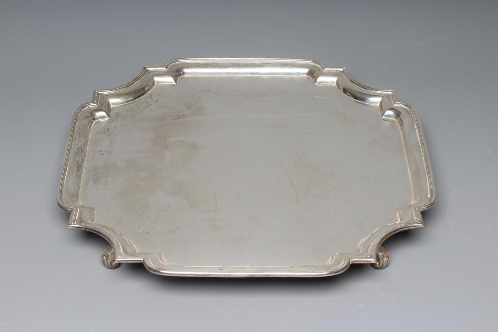 AN ELIZABETH II SILVER SQUARE SALVER by Mappin & Webb, Sheffield 1959, with re-entrant corners, Image
