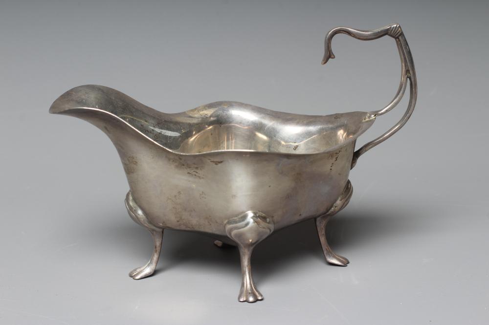 A GEORGE V SILVER ARTS AND CRAFTS SAUCEBOAT by Fattorini & Sons Image