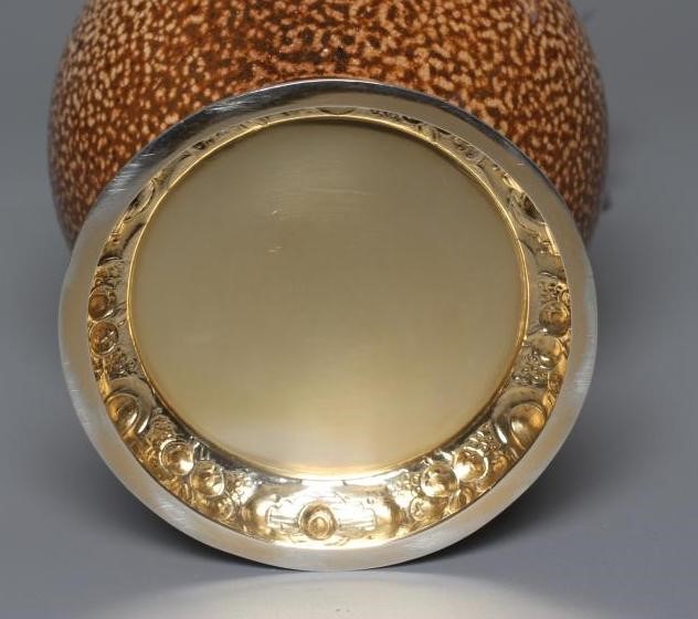 A SILVER MOUNTED REPRODUCTION TIGERWARE STONEWARE JUG by Nathan & Hayes Image