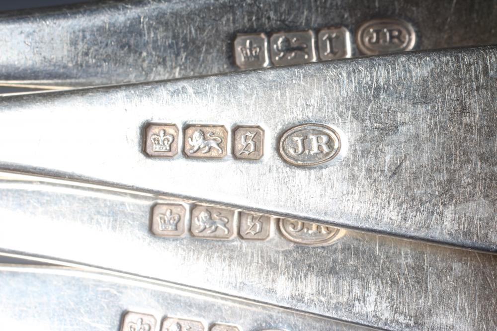 AN EDWARDIAN AND LATER SILVER OLD ENGLISH PATTERN PART TABLE SERVICE by John Round Image