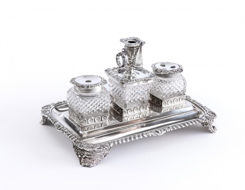 A GEORGE IV SILVER DESK STANDISH by Joseph Craddock & William Ker Reid Image