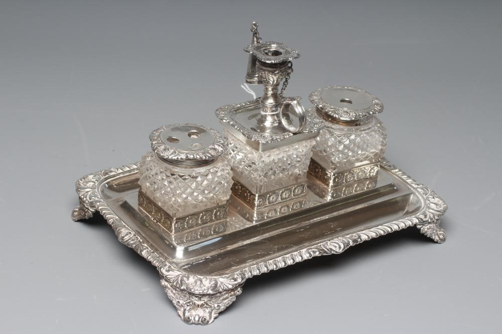 A GEORGE IV SILVER DESK STANDISH by Joseph Craddock & William Ker Reid Image
