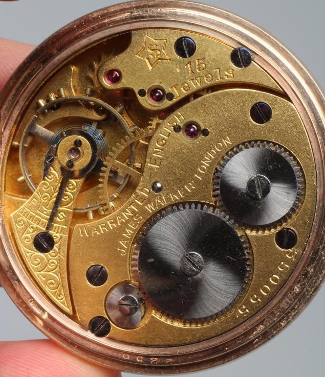 A 9CT GOLD TOP WIND HALF HUNTER POCKET WATCH by James Walker Image