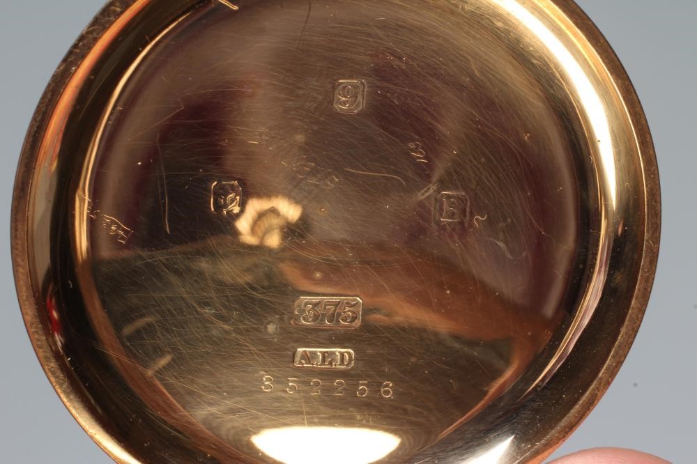 A 9CT GOLD TOP WIND HALF HUNTER POCKET WATCH by James Walker Image