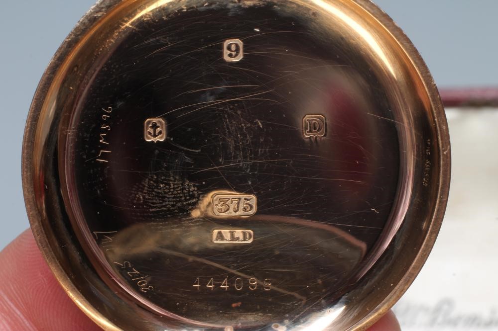 A 9CT GOLD TOP WIND POCKET WATCH by JW Benson Image