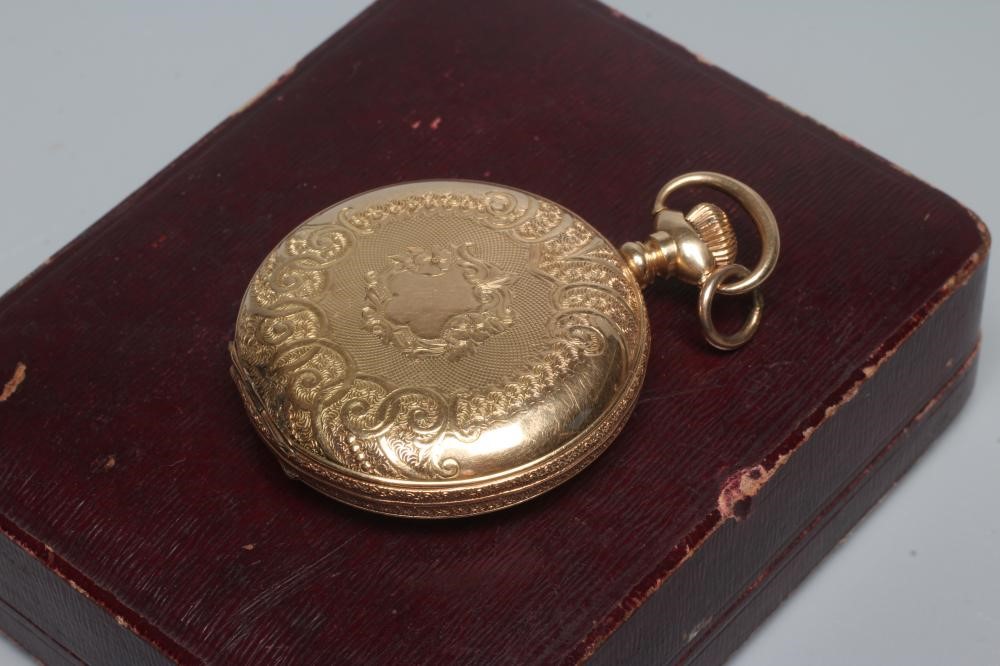 AN AMERICAN WALTHAM TOP WIND HUNTER POCKET WATCH Image