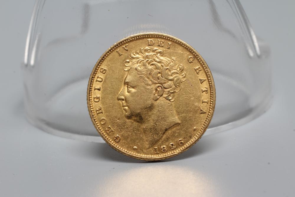 A GEORGE IV SHIELD BACK SOVEREIGN, 1826, 7.9g (Est. plus 20% premium) Image