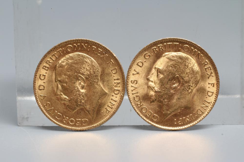 TWO GEORGE V HALF SOVEREIGNS, 1912 and 1914, 8g total (Est. plus 20% premium) Image