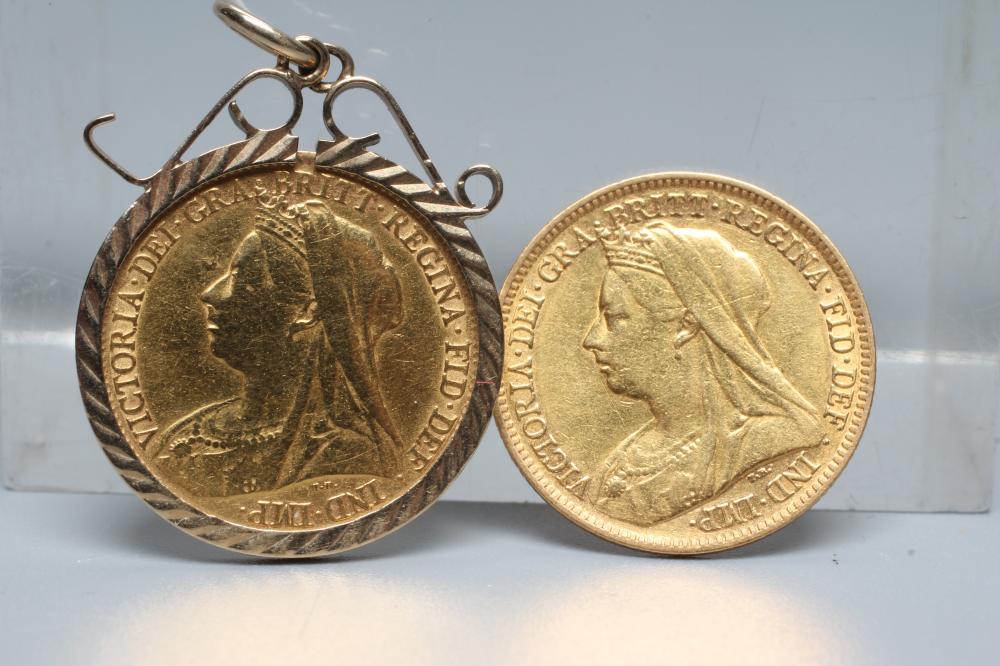 A VICTORIA OH HALF SOVEREIGN, 1896, in a 9ct gold pendant loose mount, 5.2g gross, together with Image