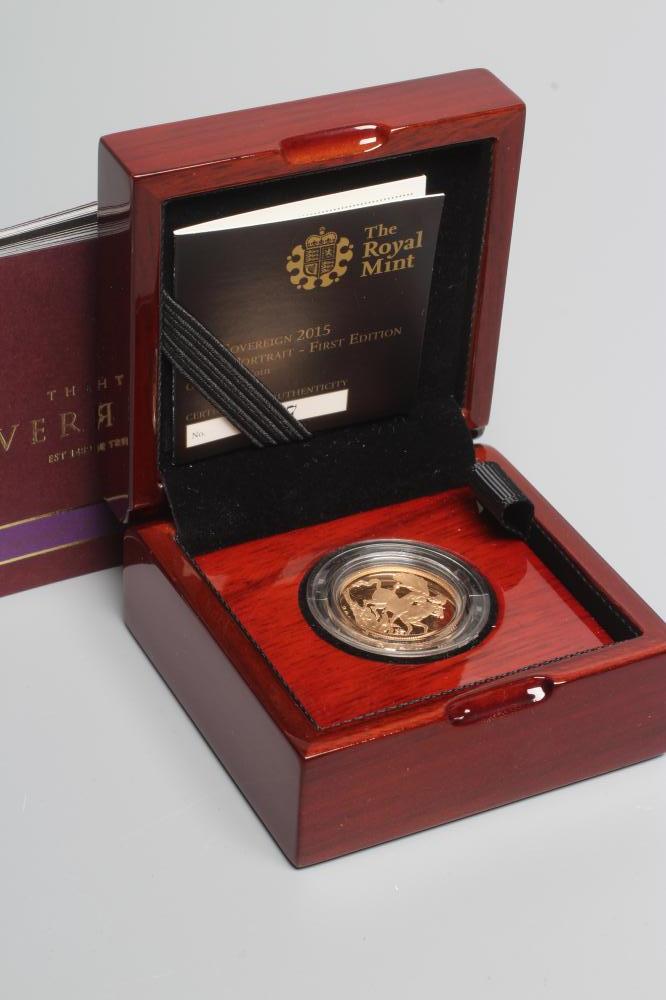 AN ELIZABETH II SOVEREIGN, 2015, fifth portrait first edition, number 1107 of a Ltd. Ed. of 7000, Image