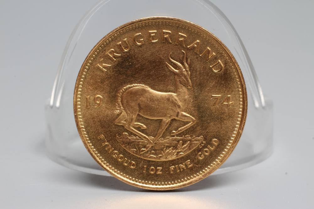 A GOLD KRUGERRAND, 1974, 1oz Fine Gold, 33.9g (Est. plus 20% premium) Image