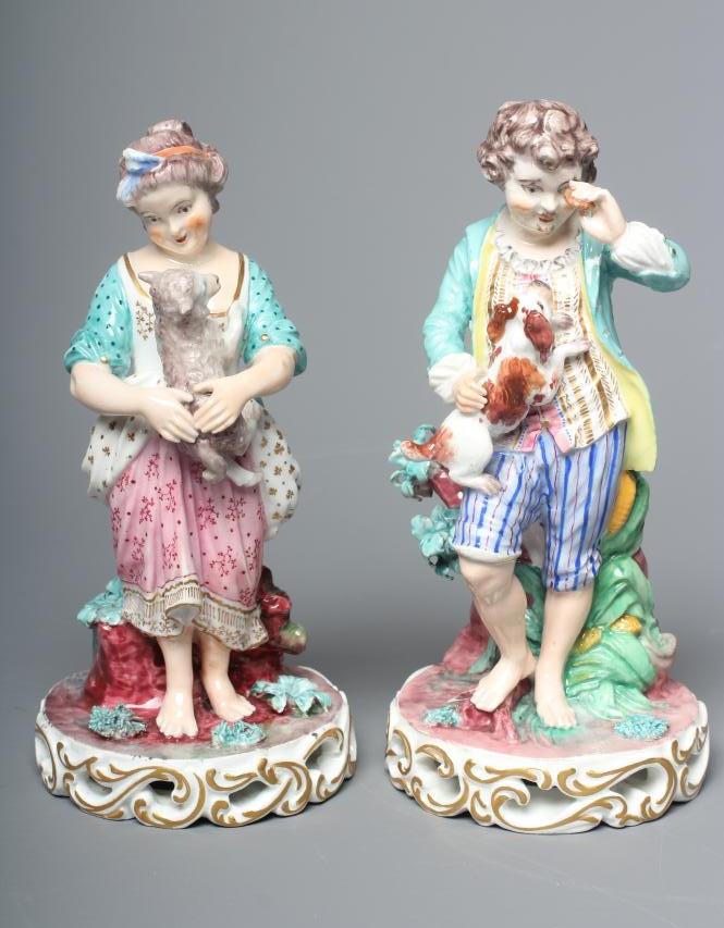 A PAIR OF BLOOR DERBY PORCELAIN FRENCH SHEPHERDS Image