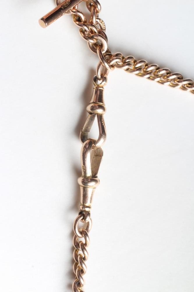 A 9CT GOLD CURB LINK ALBERT CHAIN Image