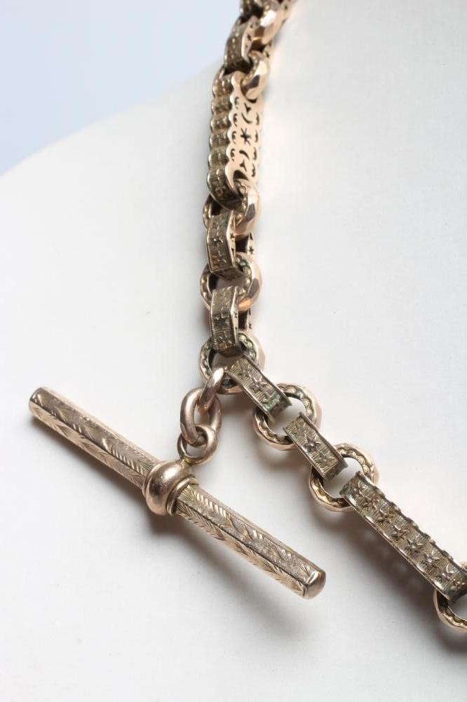 A VICTORIAN STARS AND BARS FANCY LINK WATCH CHAIN, with two dog-clip fasteners and bar, one clip Image