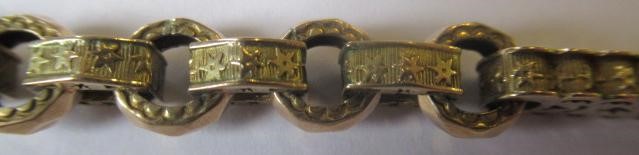 A VICTORIAN STARS AND BARS FANCY LINK WATCH CHAIN, with two dog-clip fasteners and bar, one clip Image