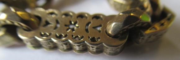 A VICTORIAN STARS AND BARS FANCY LINK WATCH CHAIN, with two dog-clip fasteners and bar, one clip Image