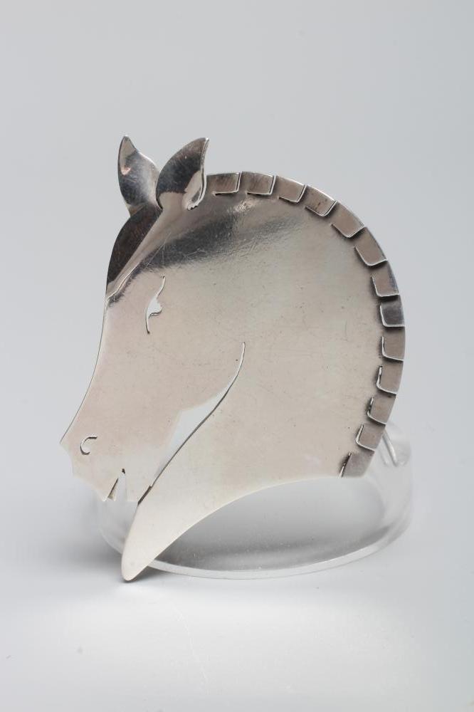 A GEORG JENSEN SILVER HORSE HEAD BROOCH designed by Arno Malinowski, stamped Sterling 90 Image