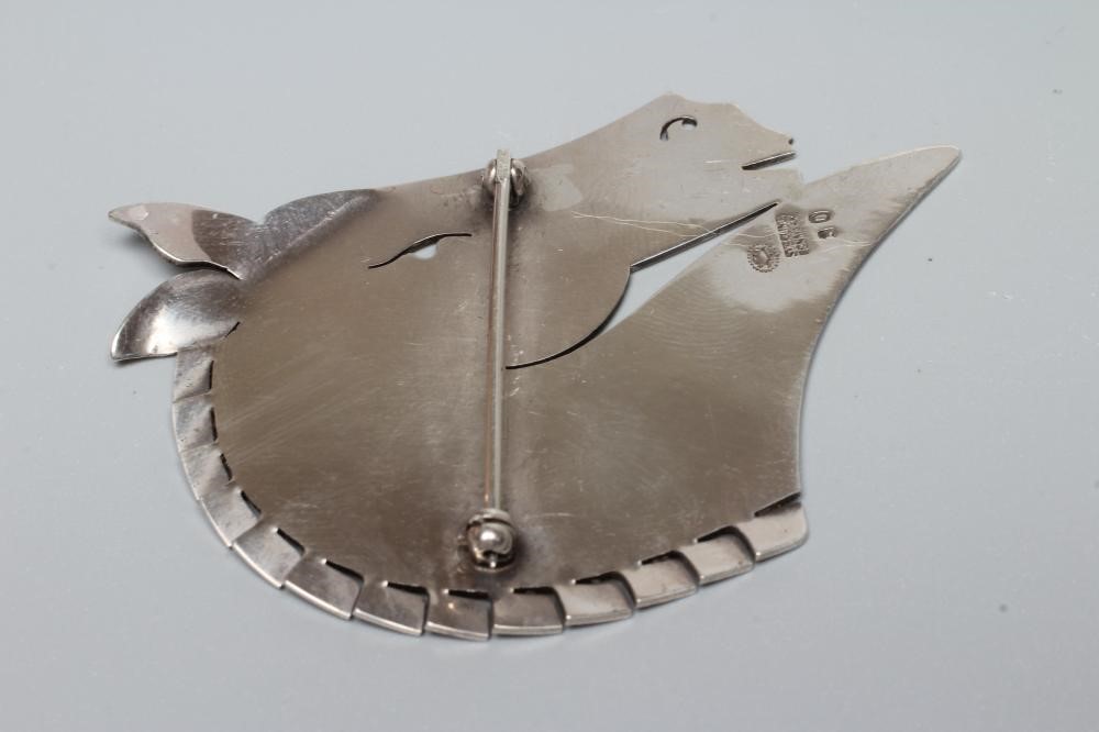 A GEORG JENSEN SILVER HORSE HEAD BROOCH designed by Arno Malinowski, stamped Sterling 90 Image
