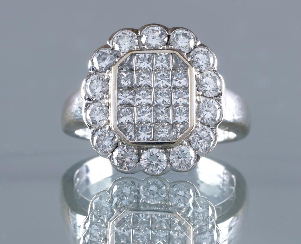 A DIAMOND CLUSTER PLAQUE RING Image
