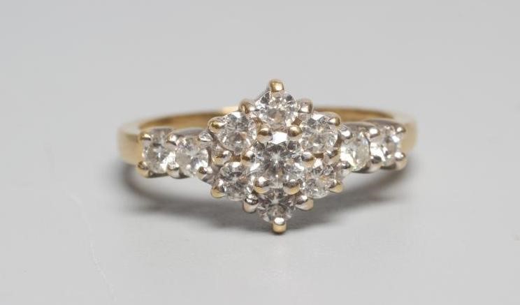 A DIAMOND CLUSTER RING Image