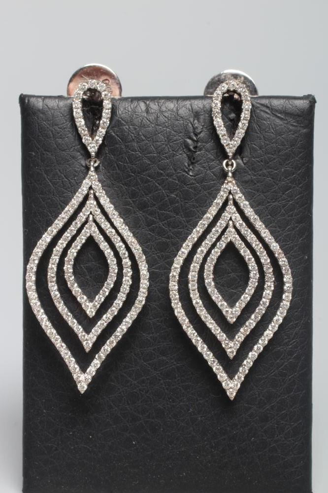A PAIR OF DIAMOND DROP EAR STUDS Image