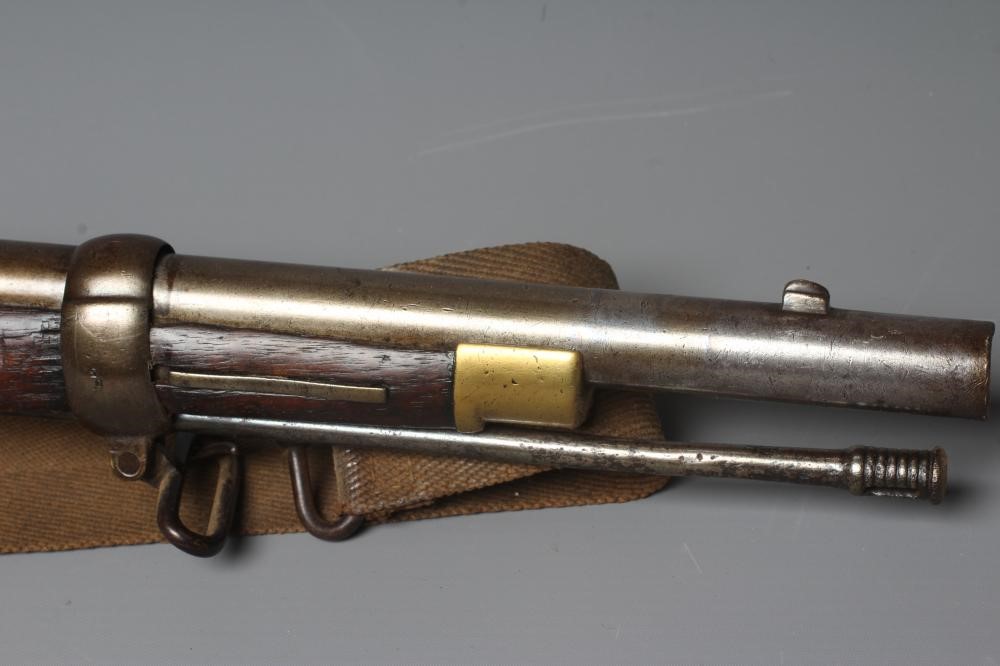 A THREE BAND PERCUSSION TOWER MUSKET with 39" barrel, action inscribed with crown over VR and TOWER Image