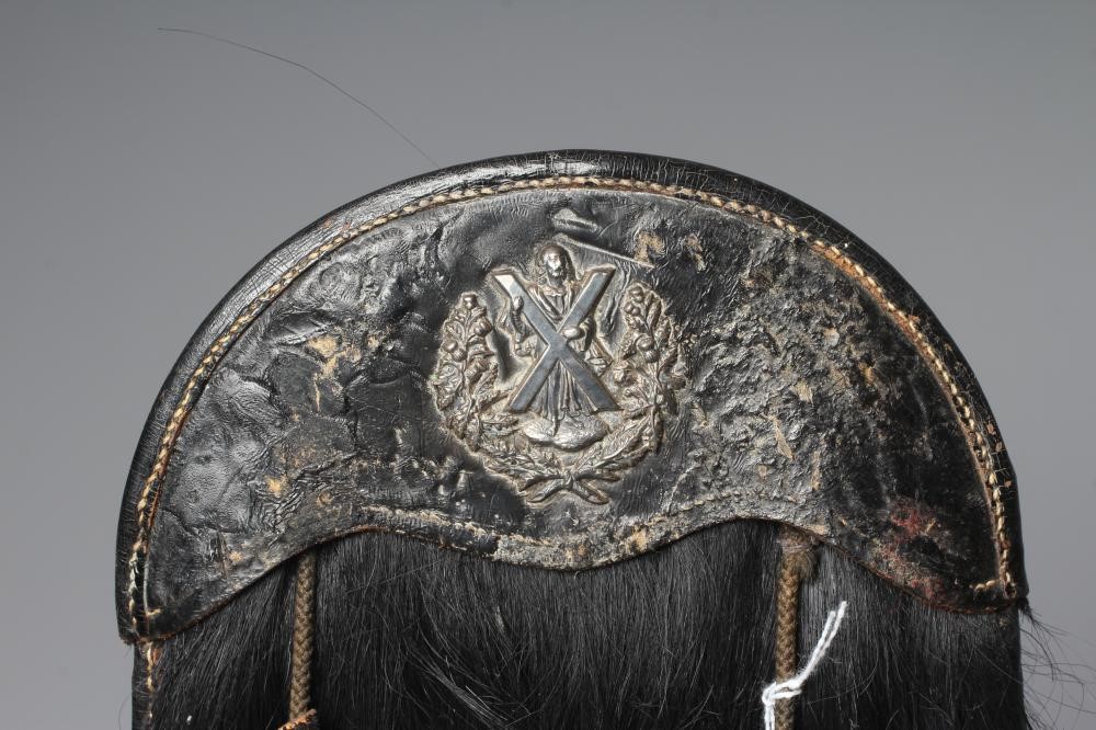 A CAMERON HIGHLANDERS SPORRAN, early 20th century, with regimental badge, black horse hair body and Image