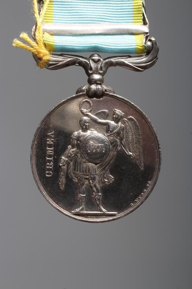 A CRIMEA 1854 MEDAL, awarded to J. Aust of the 30th Regiment, with Sebastopol and Alma clasps (Est. Image