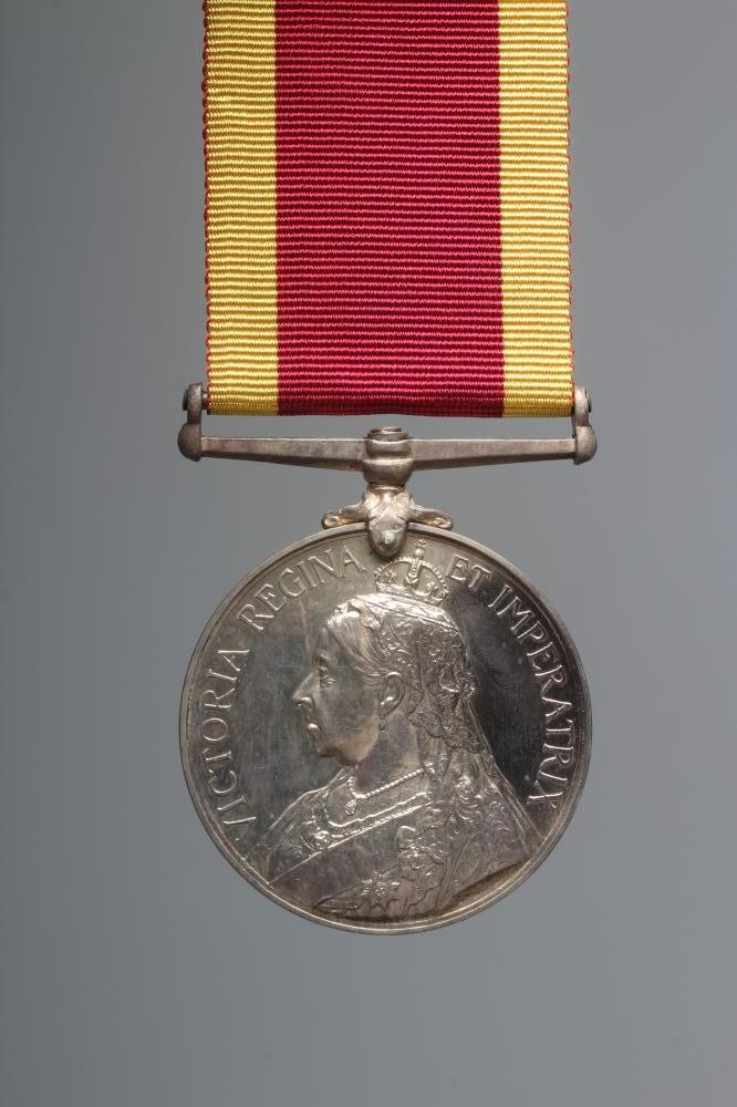 A CHINA 1900 MEDAL, awarded to Lance Corporal E. E. Mills of the Royal Marines, HMS Marathon (Est. Image
