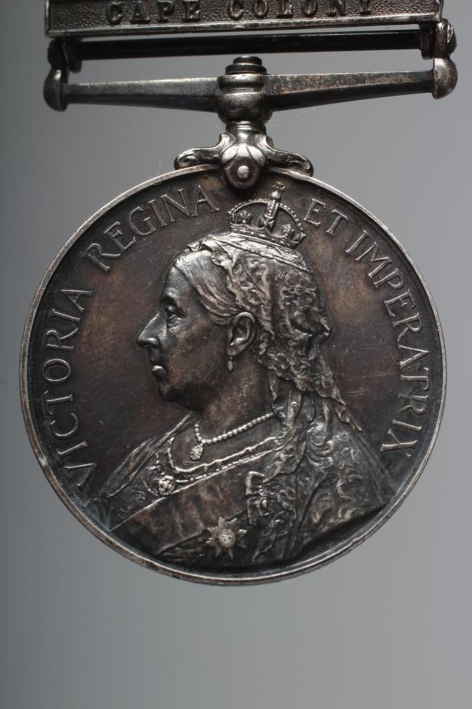 A SOUTH AFRICA MEDAL, with clasps for South Africa 1901, Rhodesia and Cape Colony, awarded to Cpl. Image