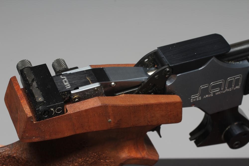 A SAM K11 TARGET AIR PISTOL, .177 calibre, with adjustable rear sight, adjustable trigger, shaped Image