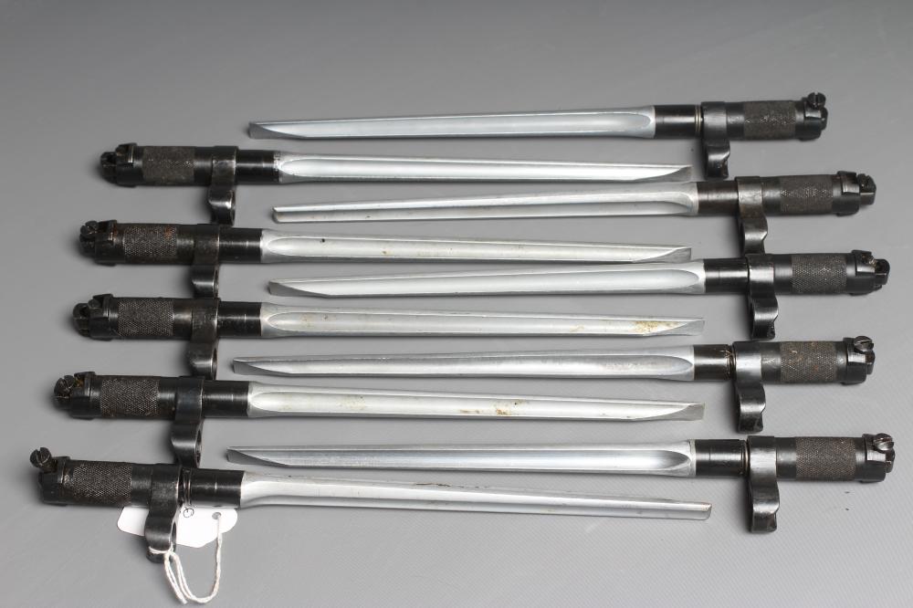 TEN CHINESE TYPE 56 SKS BAYONETS each with 7 3/4" blades and machined sprung grips, both 11" overall Image