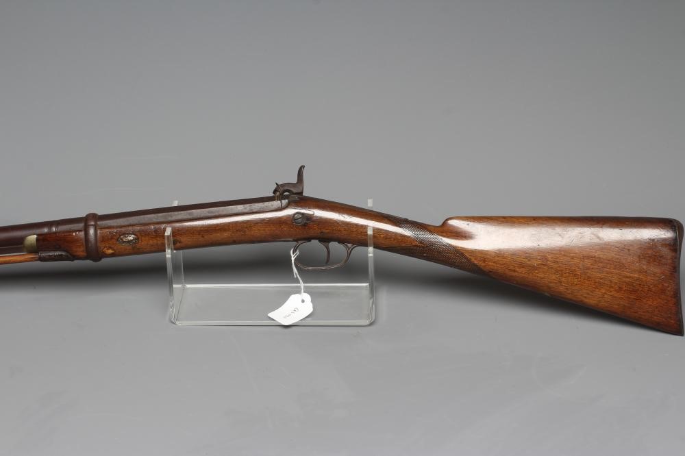 A PERCUSSION SPORTING MUSKET, the 30 1/4" barrel octagonal at the breech, foliate etched action, Image