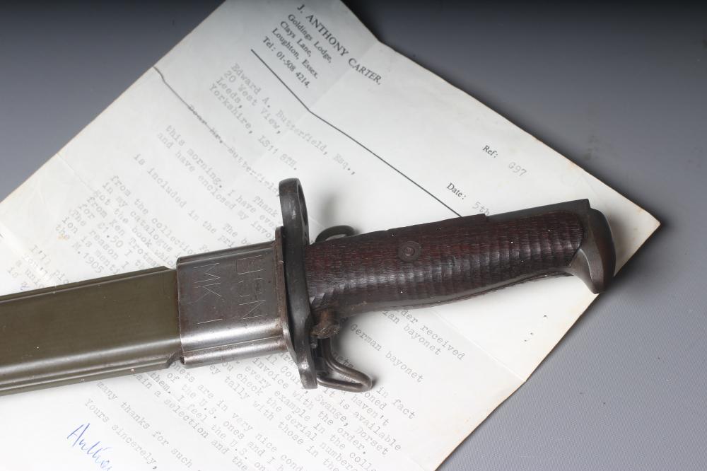 A US 1905 PATTERN SPRINGFIELD BAYONET with Navy MK1 scabbard Image
