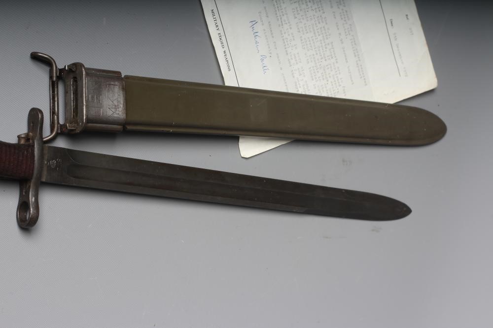 A US 1905 PATTERN SPRINGFIELD BAYONET with Navy MK1 scabbard Image