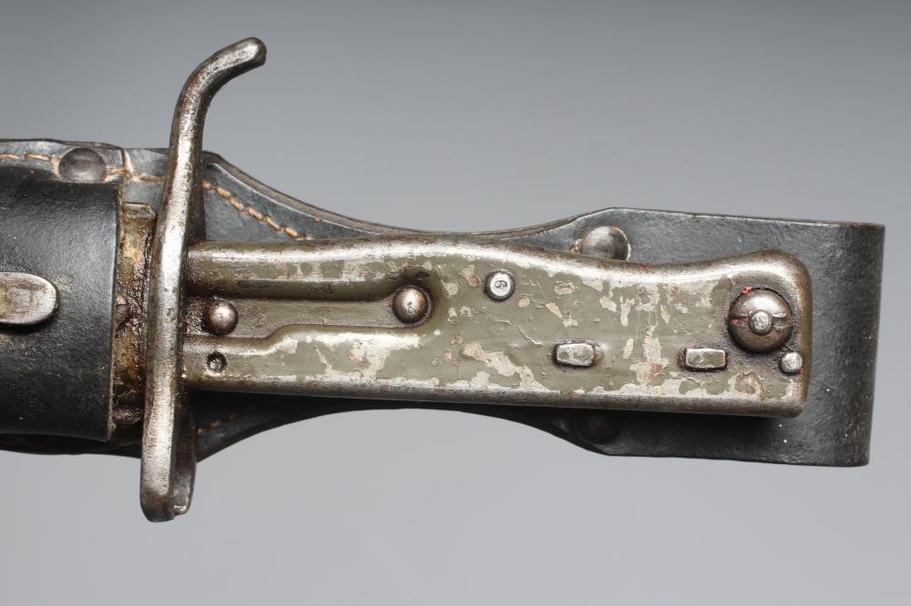TWO GERMAN ERSATZ ALL STEEL BAYONETS, comprising a knife bayonet with 12 1/4" blade and another with Image