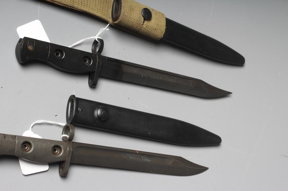 TWO BRITISH KNIFE BAYONETS, comprising an L1A3 with canvas frog, and an L1A1, both with metal Image