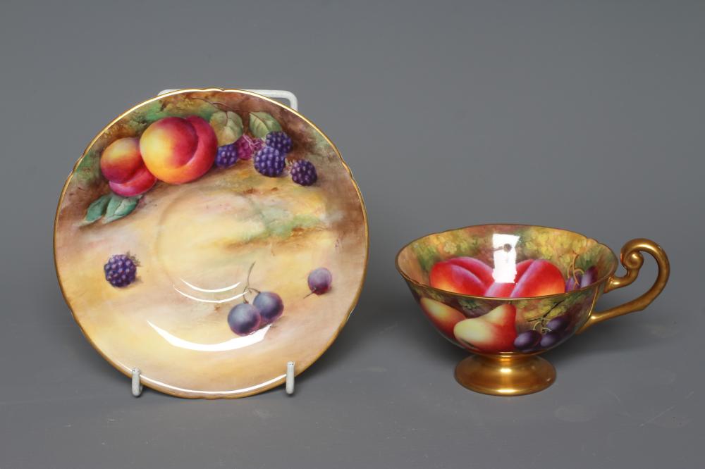 A ROYAL WORCESTER CABINET CUP AND SAUCER Image