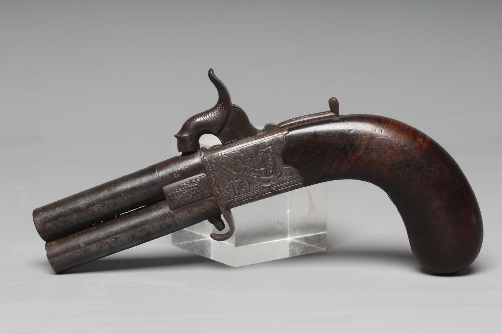 A PERCUSSION TURN BARREL PISTOL by Egan Image